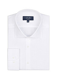 Germirli Beyaz Klasik Yaka Exclusive Tailor Fit Saf Keten Gömlek