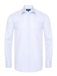 Germirli - Germirli Beyaz Mavi Micro Desen Klasik Yaka Tailor Fit Gömlek