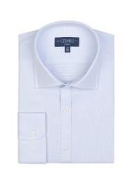 Germirli - Germirli Beyaz Mavi Micro Desen Klasik Yaka Tailor Fit Gömlek (1)