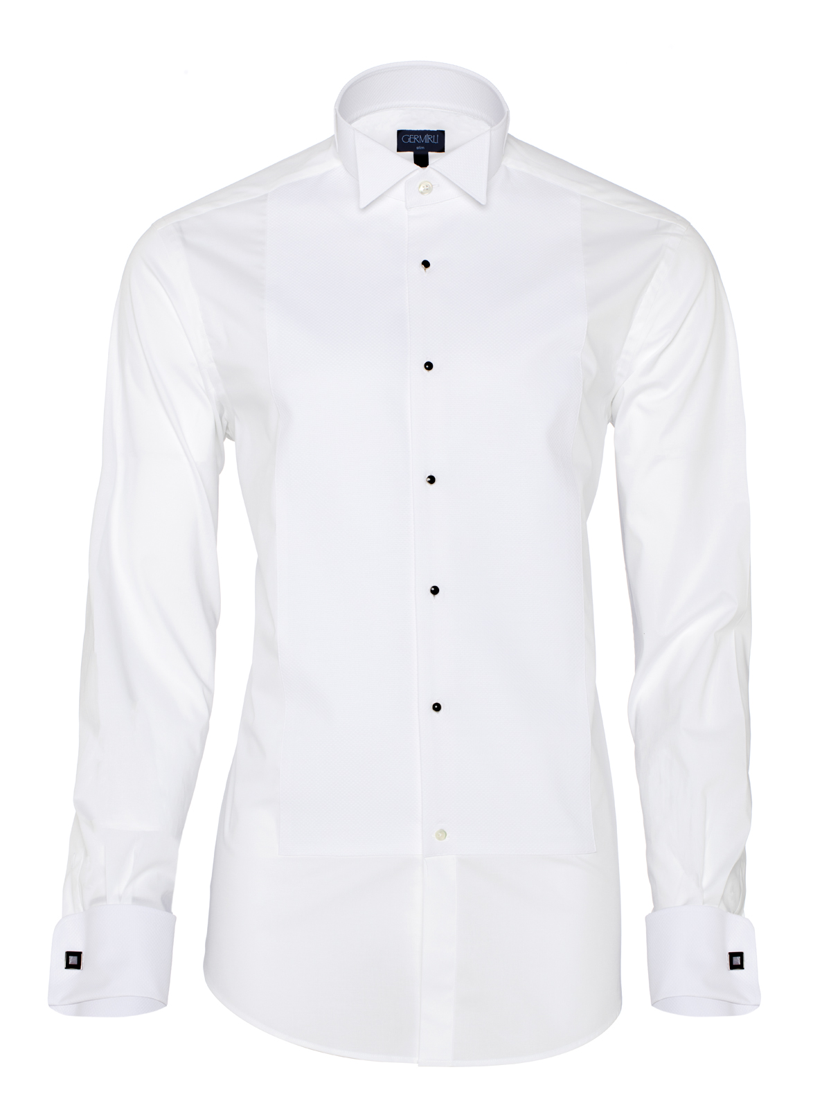 Germirli - Germirli Beyaz Petek Dokulu Ata Yaka Slim Fit Gömlek