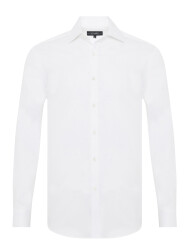 Germirli Black Label Beyaz Twill Doku Tailor Fit Klasik Yaka Thomas Mason Sea Island Cotton Gömlek 