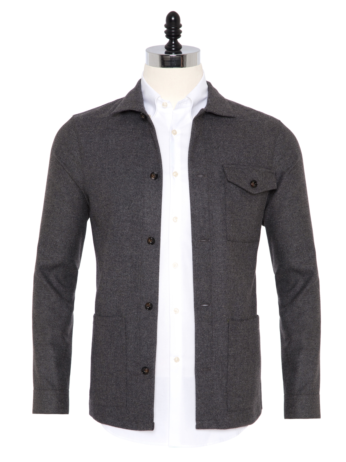 Germirli - Germirli Gri %100 Yün Tailor Fit Wool Heritage Ceket Gömlek