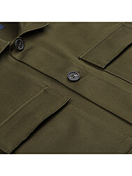 Germirli Haki Yeşili Kapak Cepli Pamuk Ceket Gömlek