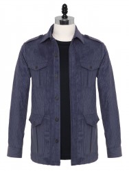 Germirli - Germirli Indigo Mavi Kalın Fitilli Tailor Fit Ceket Gömlek
