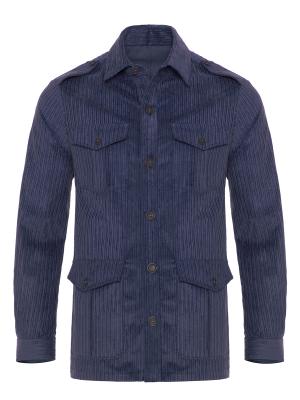 Germirli - Germirli Indigo Mavi Kalın Fitilli Tailor Fit Ceket Gömlek (1)