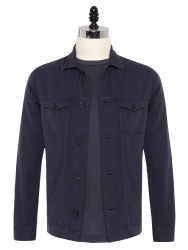 Germirli - Germirli İndigo Mavi Twill Yandan Cepli Vintage Tailor Fit Ceket Gömlek
