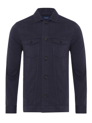 Germirli - Germirli İndigo Mavi Twill Yandan Cepli Vintage Tailor Fit Ceket Gömlek (1)