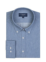 Germirli İndigo Soft Yaka Tailor Fit Denim Pamuk Gömlek