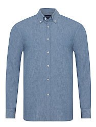 Germirli İndigo Soft Yaka Tailor Fit Denim Pamuk Gömlek