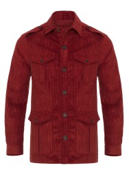 Germirli - Germirli Kiremit Kırmızı Kalın Fitilli Tailor Fit Ceket Gömlek (1)