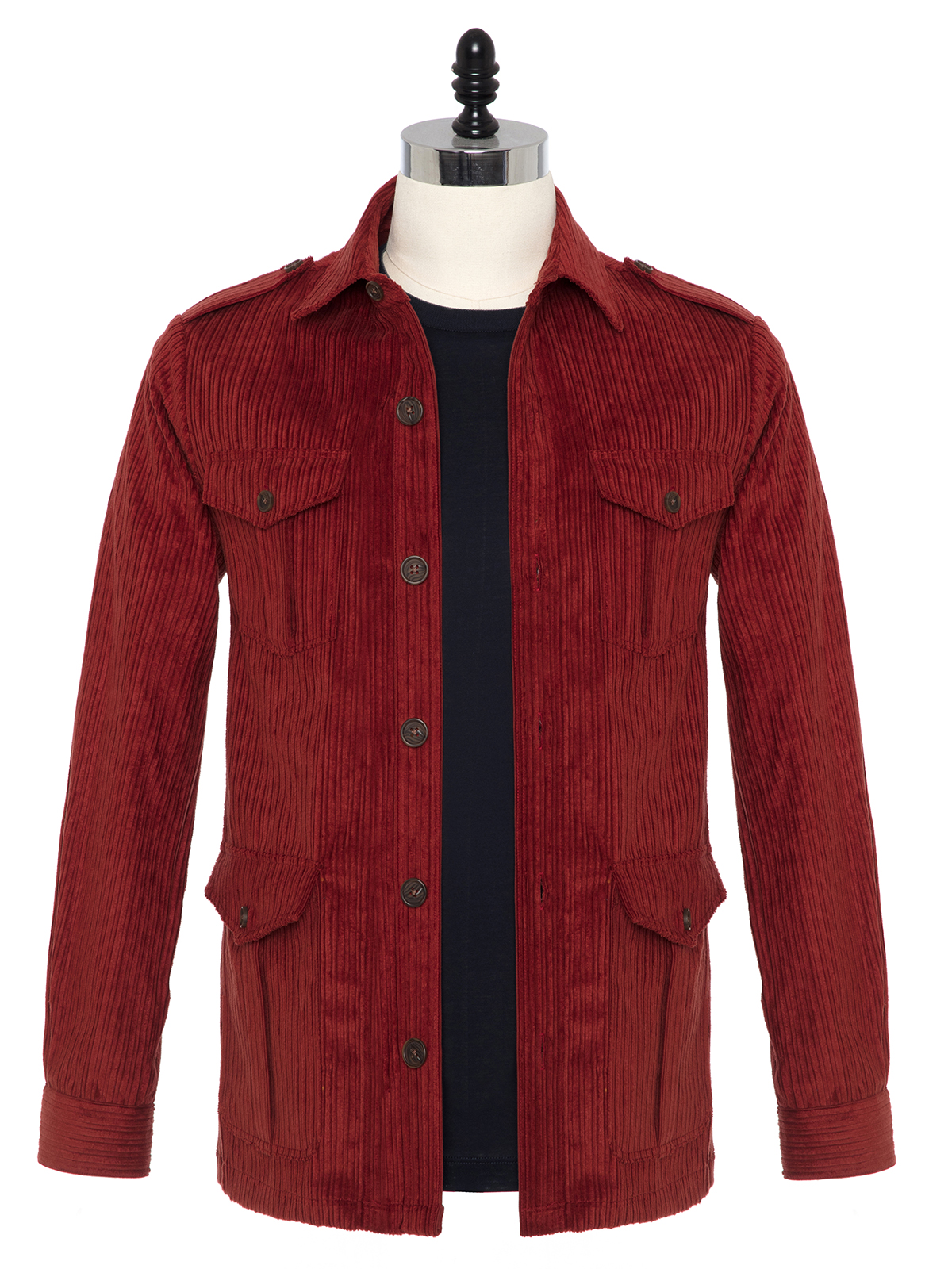 Germirli - Germirli Kiremit Kırmızı Kalın Fitilli Tailor Fit Ceket Gömlek