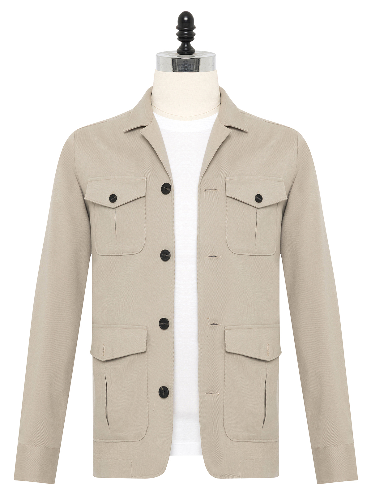 Germirli Kum Beji Rengi Utility Kapak Cepli Pamuklu Ceket Gömlek - Germirli 