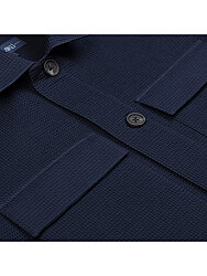 Germirli Lacivert 3D Waffle Doku Pamuk Ceket Gömlek