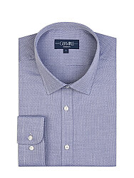 Germirli Lacivert Armürlü Klasik Yaka Exclusive Tailor Fit Pamuk Gömlek