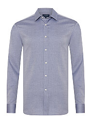 Germirli Lacivert Armürlü Klasik Yaka Exclusive Tailor Fit Pamuk Gömlek 