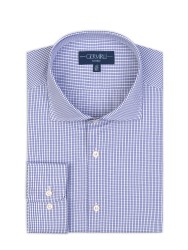 Germirli Lacivert Beyaz Kareli Tailor Fit Journey Twill Non Iron Pamuk İtalyan Yaka Gömlek 