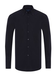 Germirli Lacivert Düğmeli Yaka Tailor Fit Erkek Tencel Gömlek 