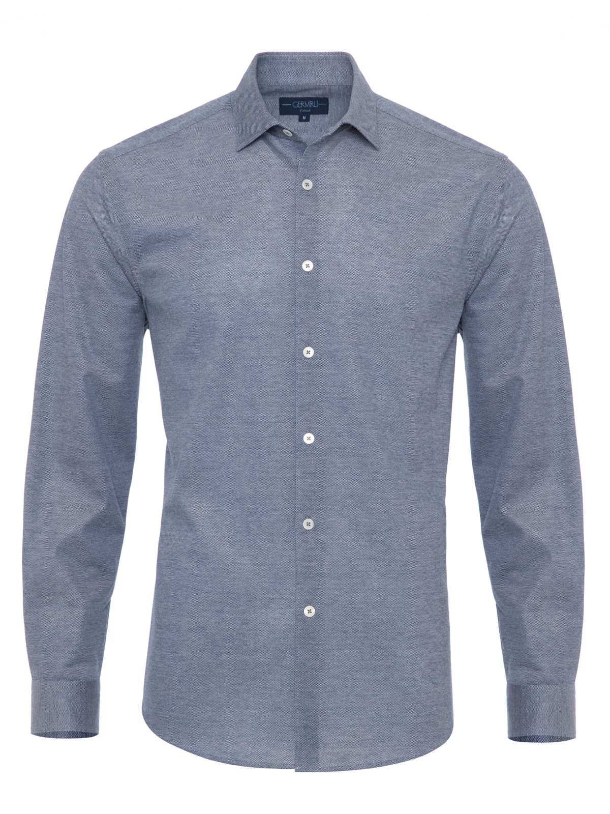 Germirli - Germirli Navy Soft Collar Jersey Tailor Fit Shirt