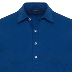Germirli - Germirli Lacivert Piquet Gömlek Yaka Regular Fit Merserize Uzun Kollu Tişört (1)