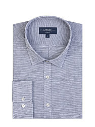 Germirli Lacivert Soft Yaka Tailor Fit Pamuk Keten Gömlek