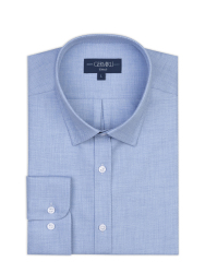 Germirli Mavi Diagonal Desen Flanel Tailor Fit Soft Yaka Pamuk Gömlek 