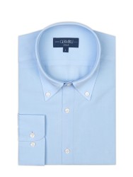 Germirli - Germirli Mavi Düğmeli Yaka Tailor Fit Tencel Gömlek (1)