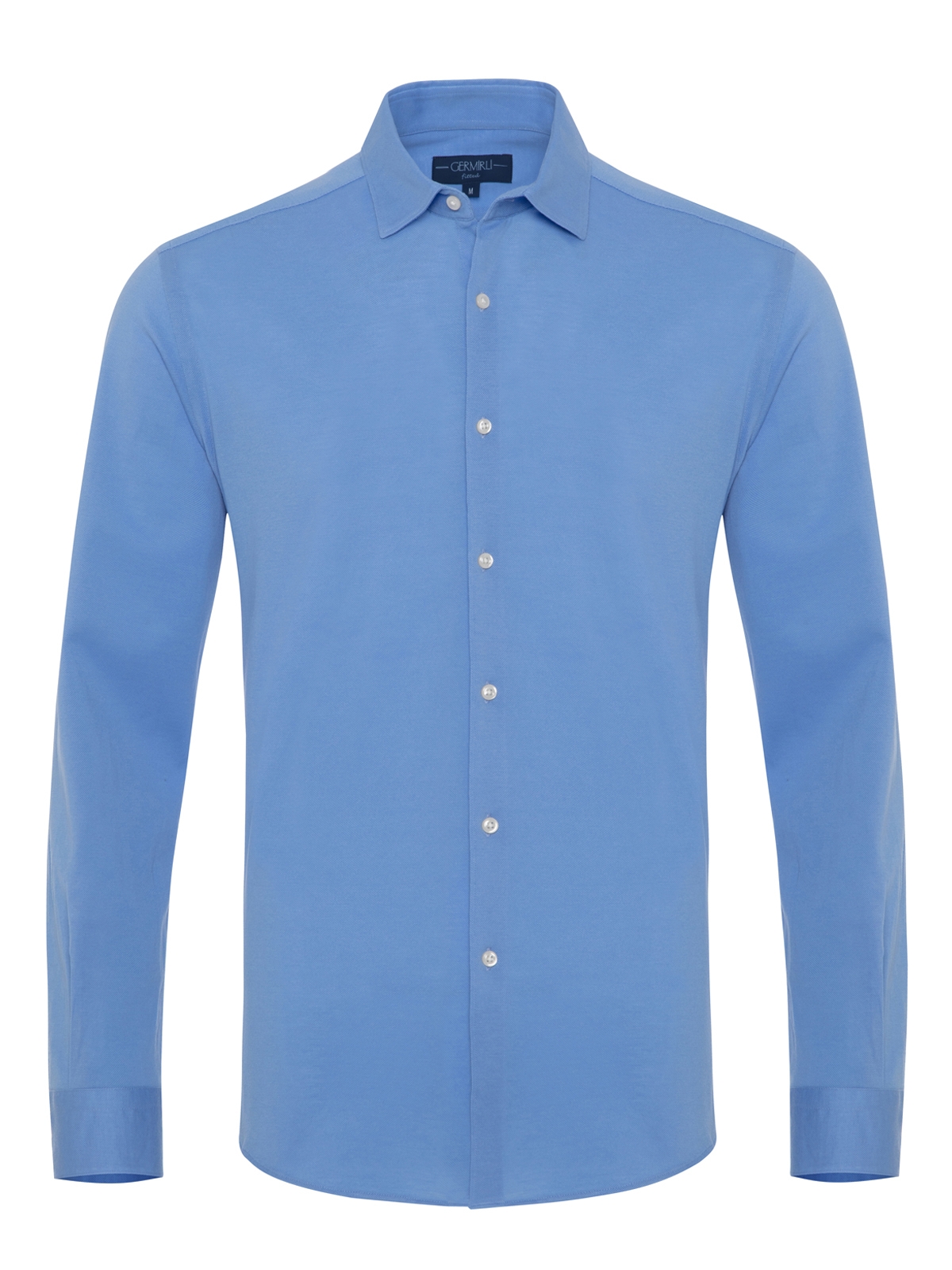 Germirli - Germirli Mavi Soft Yaka Örme Tailor Fit Gömlek