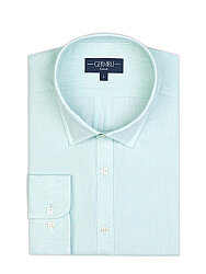 Germirli Mint Yeşili Soft Yaka Tailor Fit Saf Keten Gömlek