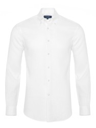 Germirli - Germirli Non Iron White Linen Button Down Tailor Fit Journey Shirt