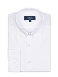 Germirli - Germirli Non Iron Beyaz Panama Düğmeli Yaka Tailor Fit Zero 24 Gömlek (1)