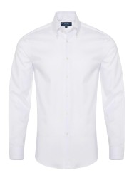 Germirli Non Iron Beyaz Panama Düğmeli Yaka Tailor Fit Zero 24 Gömlek 