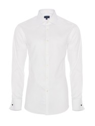Germirli Non Iron Twill Klasik Yaka Tailor Fit Beyaz Journey Manşetli Gömlek 