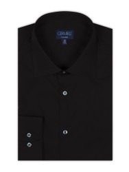 Germirli - Germirli Non Iron Black Poplin Semi Spread Tailor Fit Shirt (1)