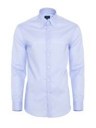 Germirli - Germirli Non Iron Blue Oxford Button Down Collar Tailor Fit Shirt