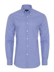 Germirli - Germirli Non Iron Blue Plaid Button Down Collar Tailor Fit Shirt