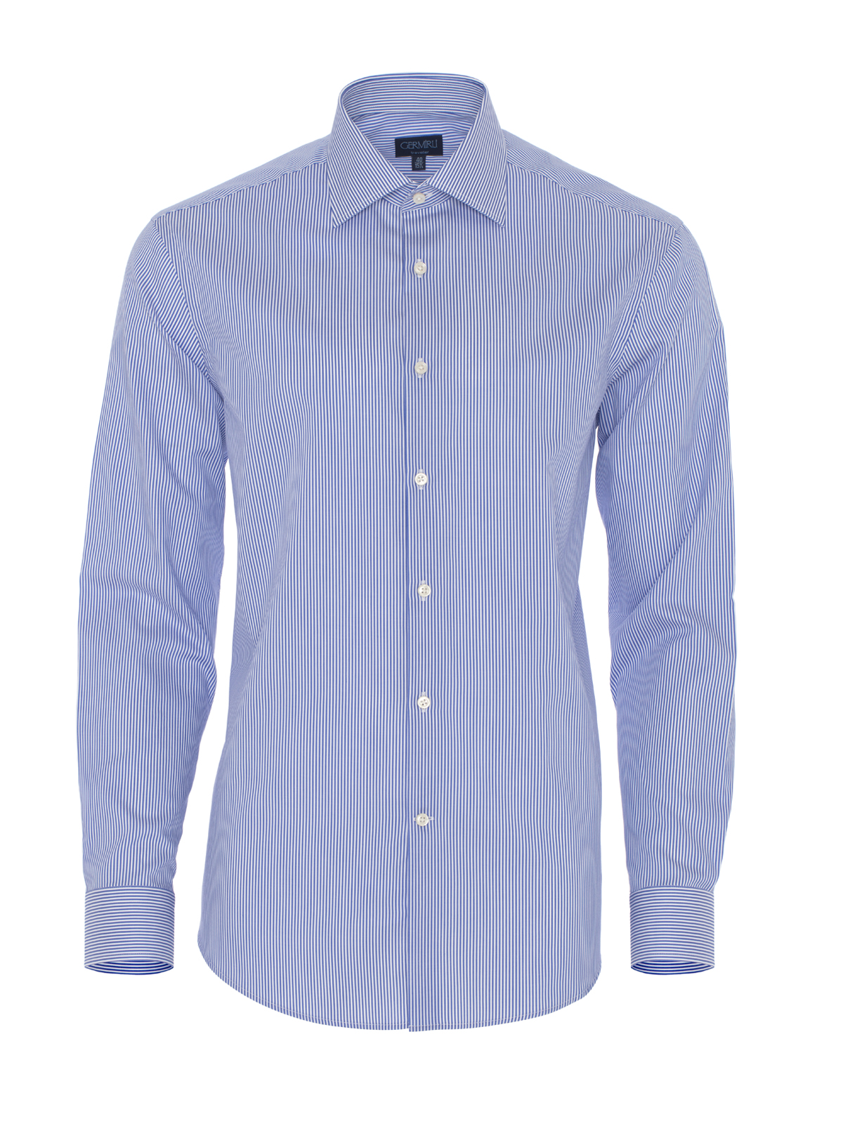 Germirli - Germirli Non Iron Dark Blue Pencil Stripe Tailor Fit Shirt