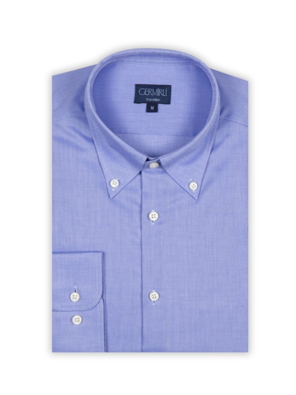Germirli - Germirli Non Iron K.Mavi Oxford Düğmeli Yaka Tailor Fit Gömlek (1)