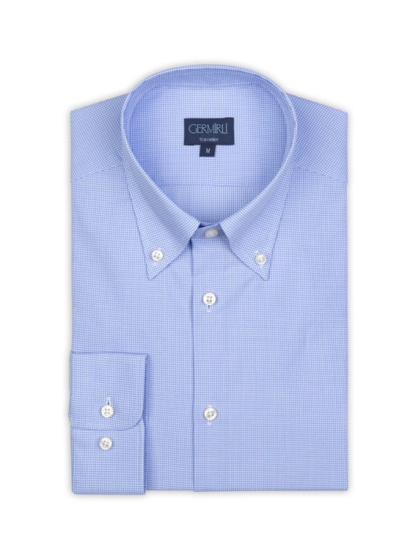Germirli - Germirli Non Iron Light Blue Plaid Tailor Fit Shirt (1)