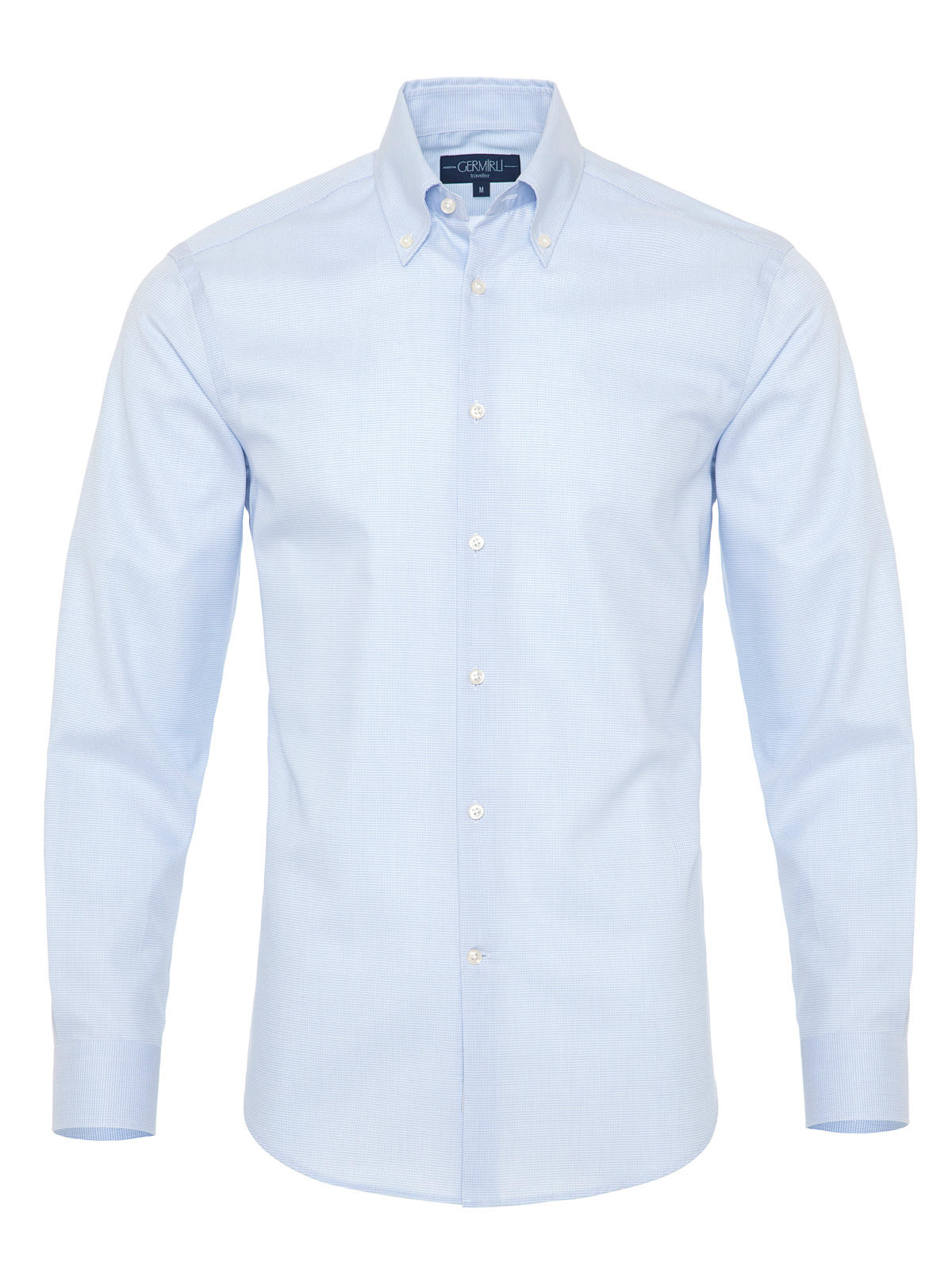 Germirli - Germirli Non Iron Light Blue White Plaid Button Down Collar Tailor Fit Zero 24 Shirt