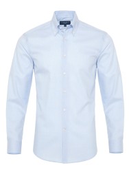 Germirli Non Iron Light Blue White Plaid Button Down Collar Tailor Fit Zero 24 Shirt 