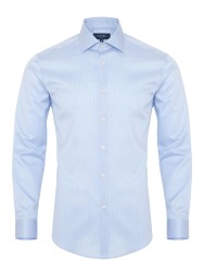 Germirli - Germirli Non Iron Mavi Beyaz Çizgili Klasik Yaka Tailor Fit Journey Gömlek