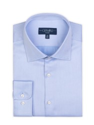 Germirli - Germirli Non Iron Mavi Oxford Semi Spread Tailor Fit Journey Shirt (1)