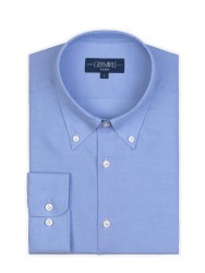 Germirli - Germirli Non Iron Mavi Panama Düğmeli Yaka Tailor Fit Zero 24 Gömlek (1)
