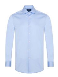 Germirli Non Iron Mavi Saten Tailor Fit İtalyan Yaka Gömlek 