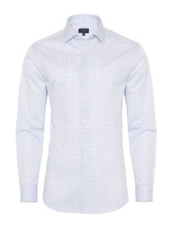 Germirli Non Iron Navy Blue Plaid Semi Spread Tailor Fit Shirt 