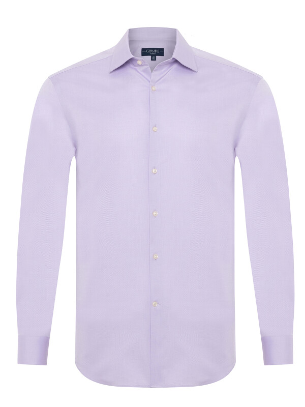 Germirli Non Iron Oxford Lila Klasik Yaka Tailor Fit Thomas Mason Journey Gömlek