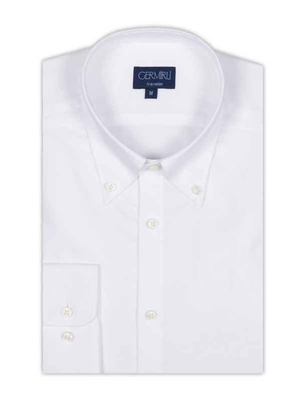 Germirli - Germirli Non Iron White Oxford Button Down Collar Tailor Fit Shirt (1)