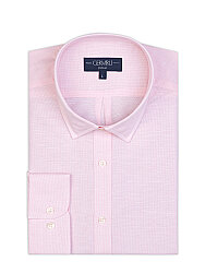 Germirli Pembe Soft Yaka Tailor Fit Pamuk Keten Gömlek