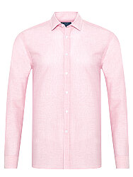 Germirli Pembe Soft Yaka Tailor Fit Pamuk Keten Gömlek 
