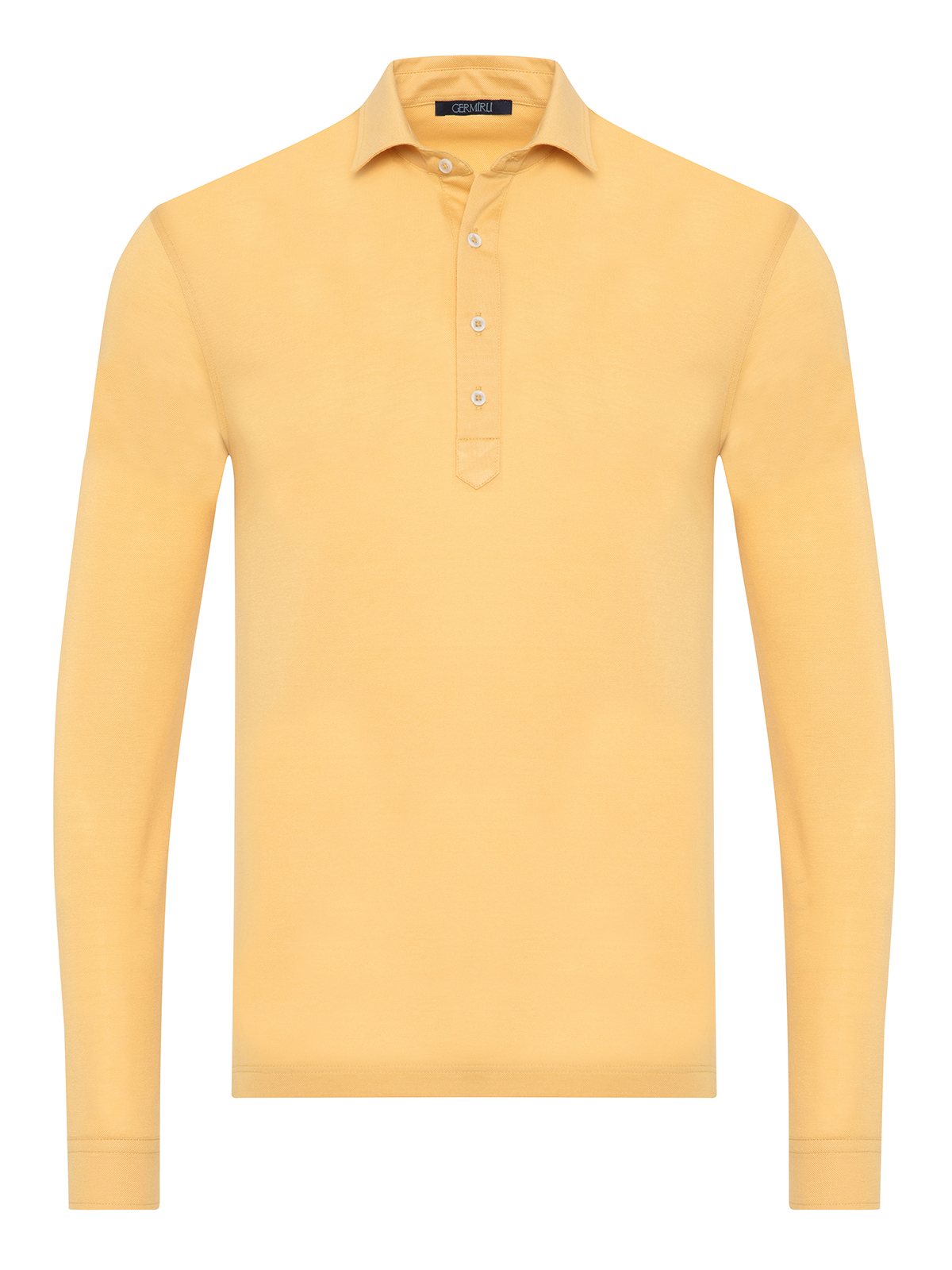 Germirli - Germirli Sarı Piquet Gömlek Yaka Regular Fit Merserize Uzun Kollu Tişört